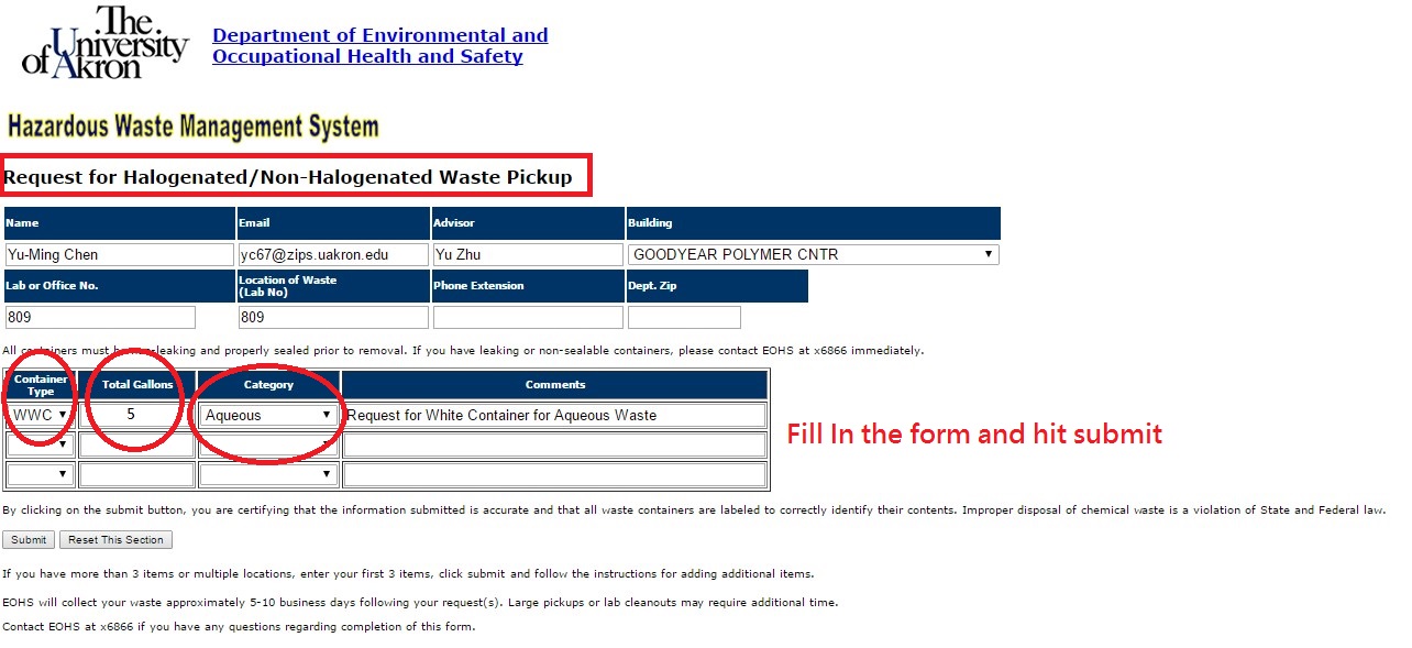 Waste Container – The University of Akron School of Polymer Science and ...